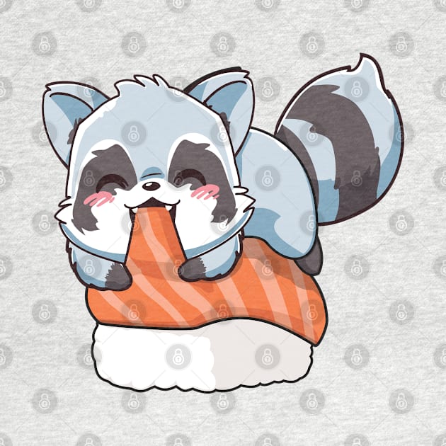 Racoon on sushi by Myanko